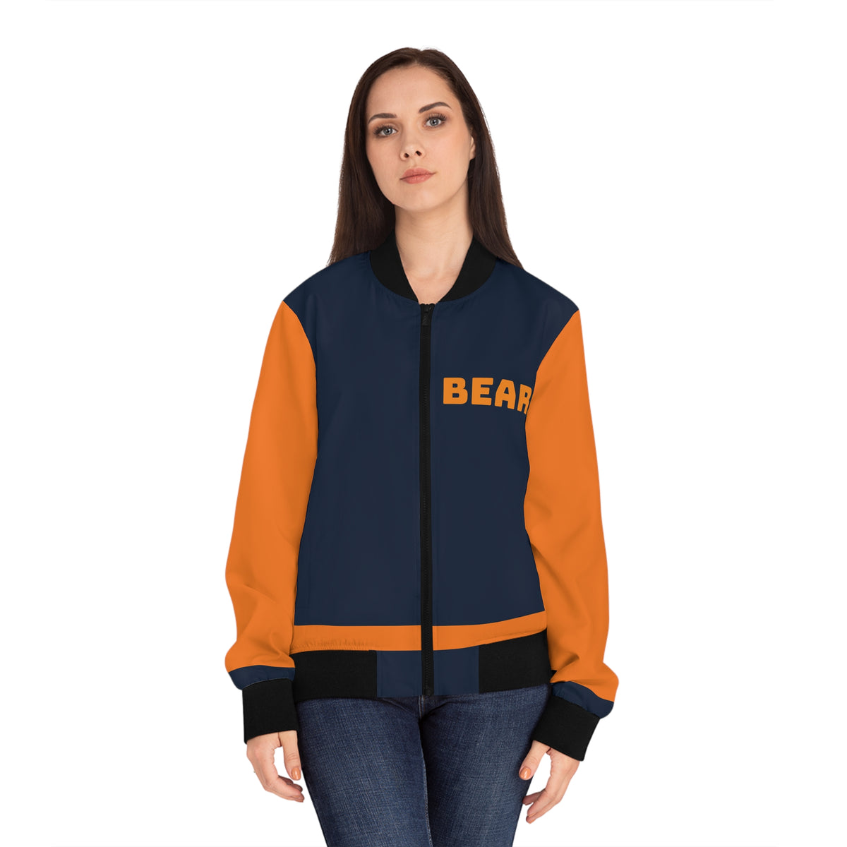 Bears Caleb Williams Jumpman Womens Jacket Orange Sleeves