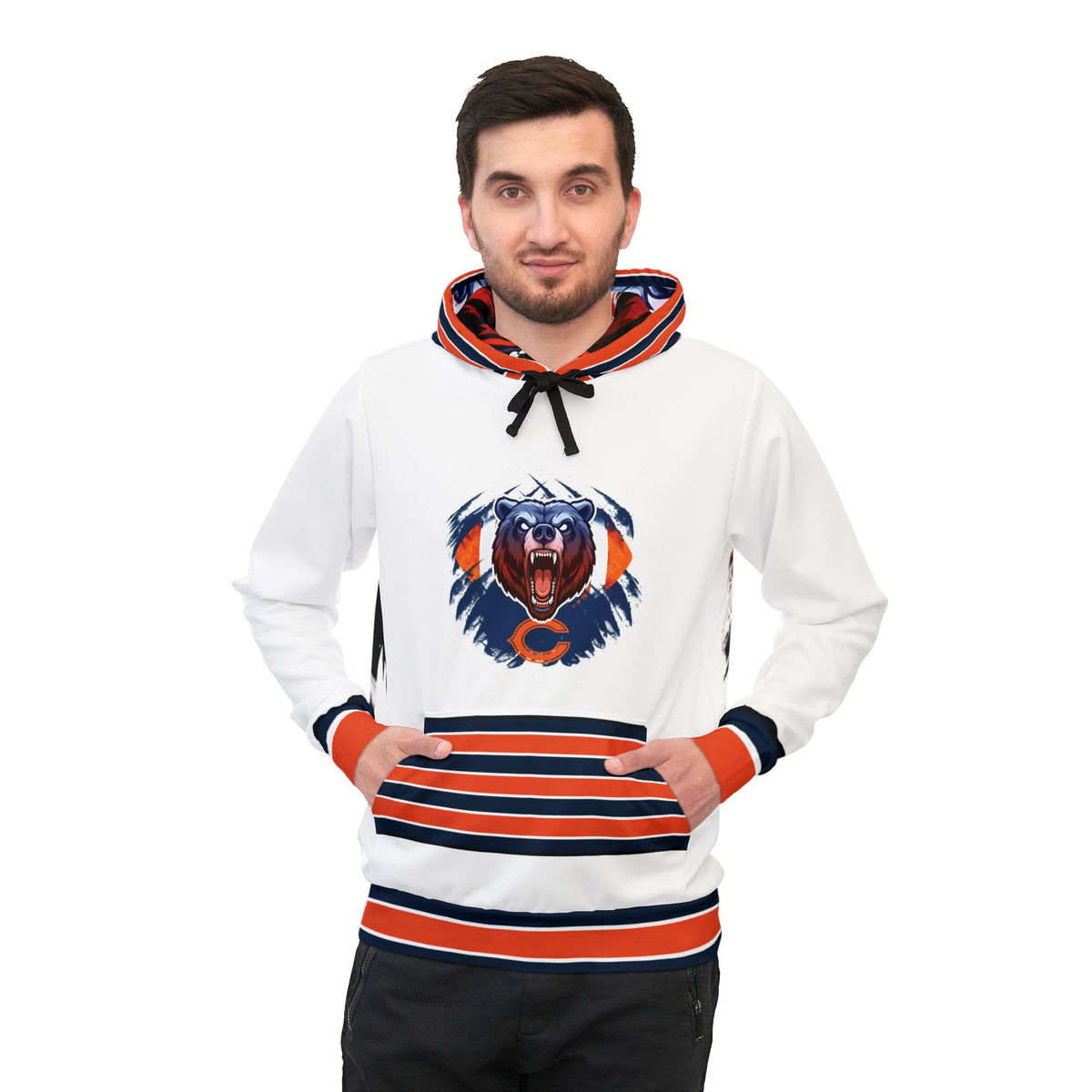 Chicago Bears Inspired Athletic Hoodie — Number 18 Football Player AOP Pullover