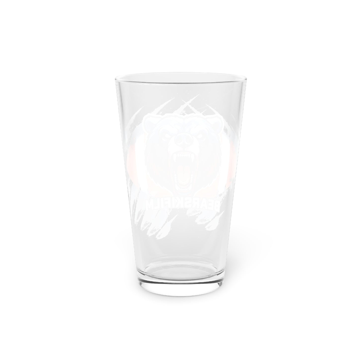 Roaring Bear 16oz Pint Glass — Bold Beast Logo Beer Glass