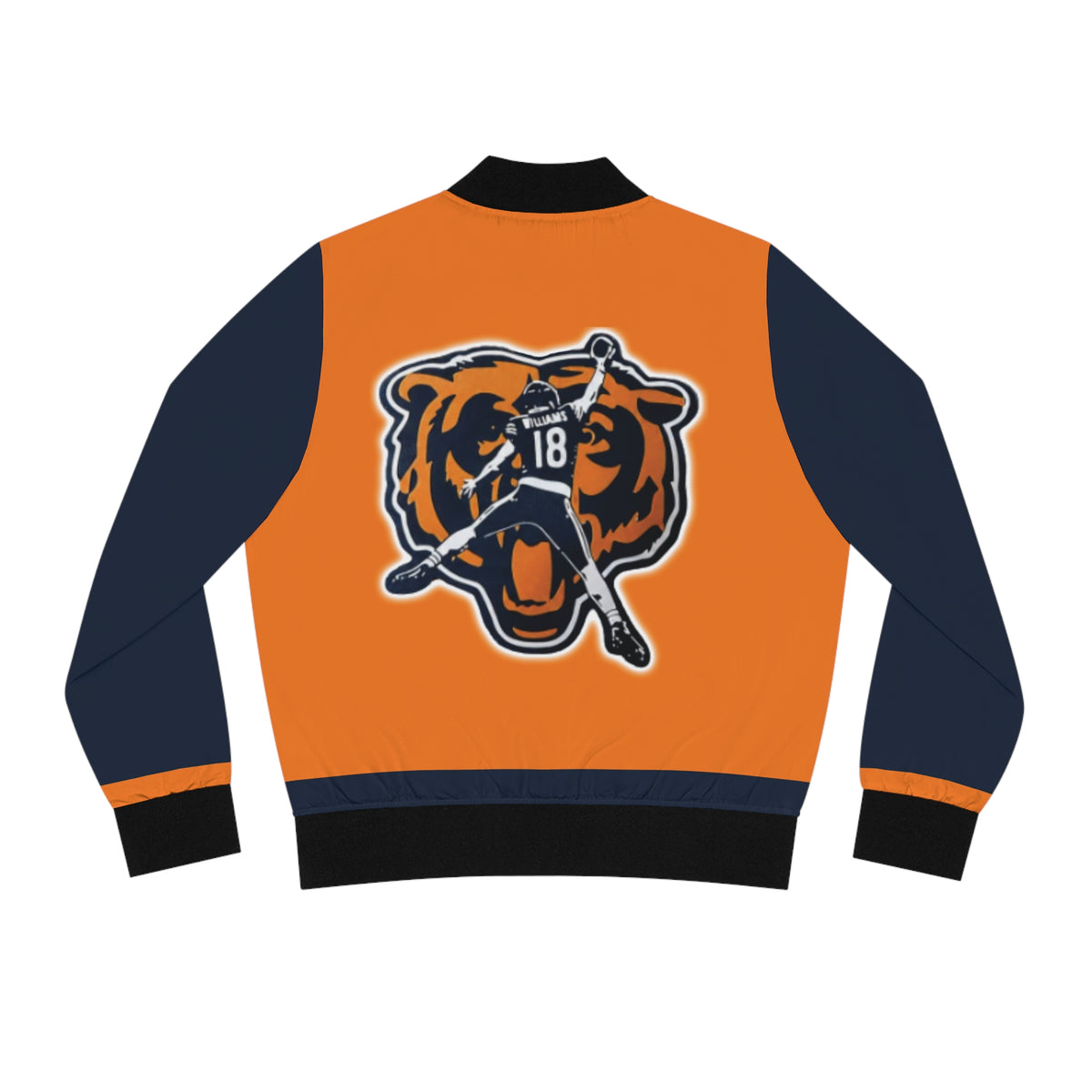 Chicago Bears Caleb Williams Jumpman Womens Jacket Orange w/ Navy Sleeves