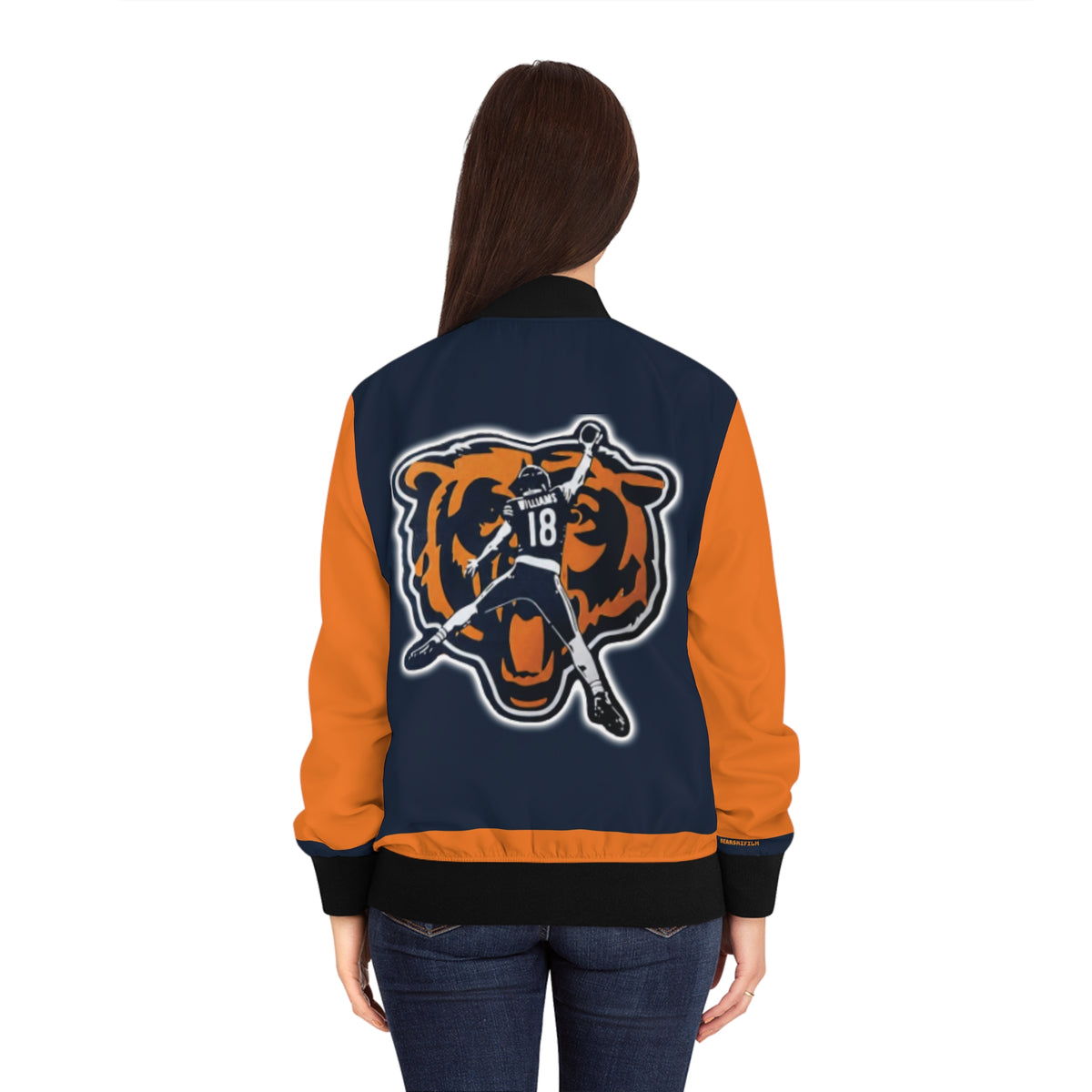 Bears Caleb Williams Jumpman Womens Jacket Orange Sleeves