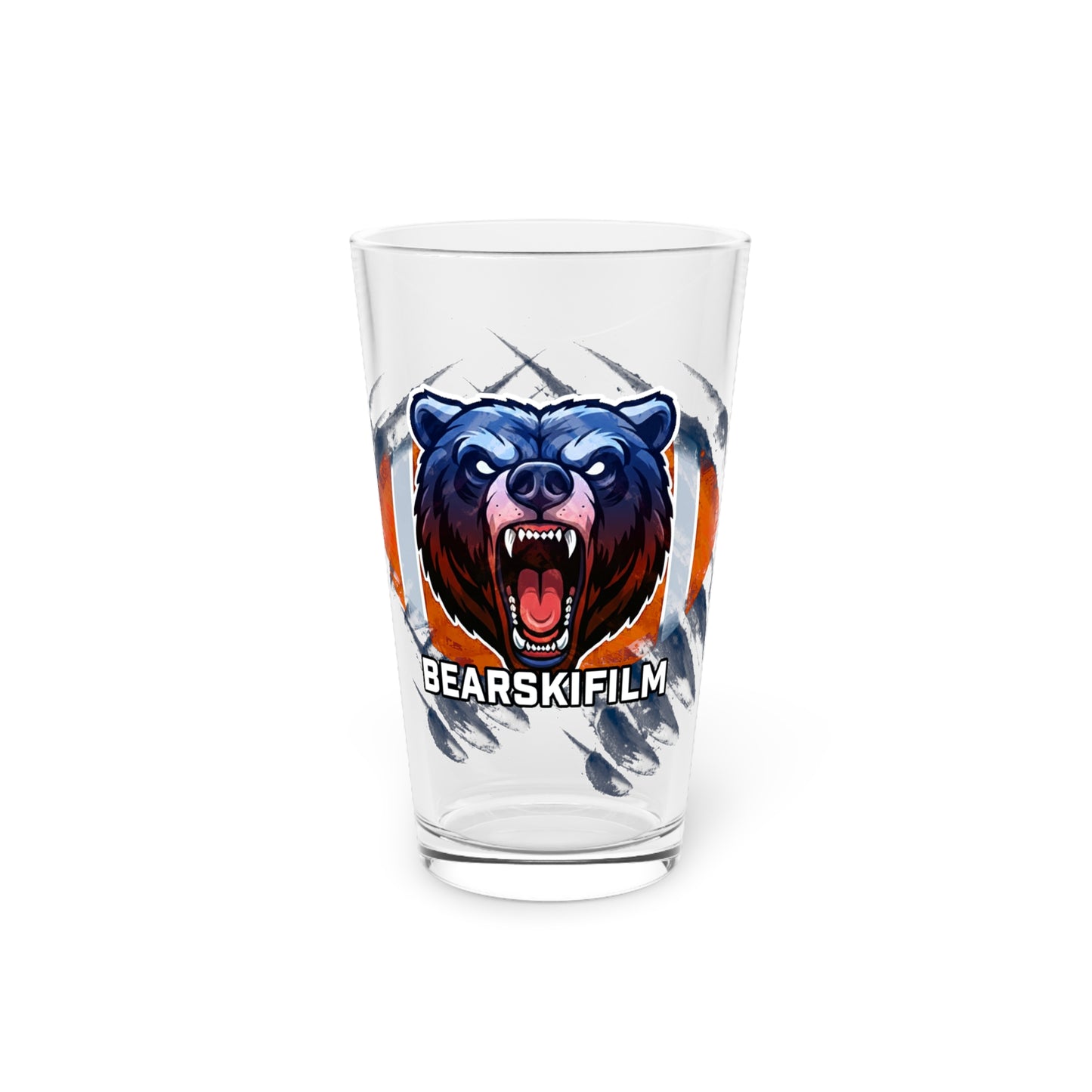 Roaring Bear 16oz Pint Glass — Bold Beast Logo Beer Glass