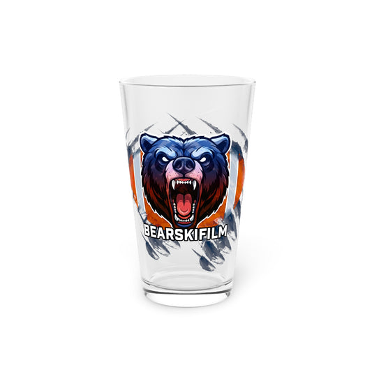 Roaring Bear 16oz Pint Glass — Bold Beast Logo Beer Glass